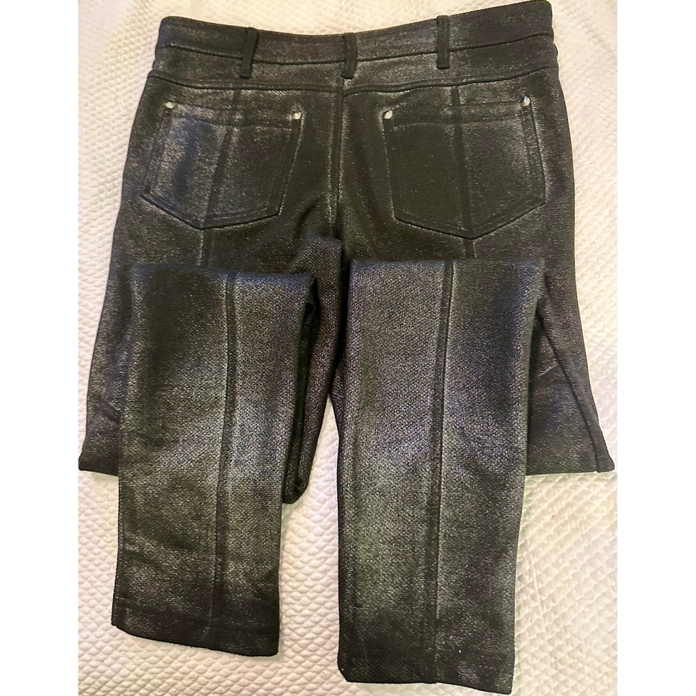 Free People Moto Leggings Metallic Black Detail Skinny Pants Sz‎ 26 retails $225 - Picture 4 of 4